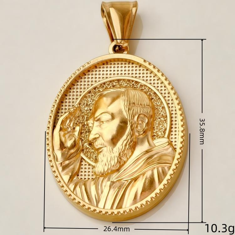 Позолоченная нержавеющая сталь Иисус и Дева Мария Трехмерный узор Подвеска Религиозная медаль Подвеска