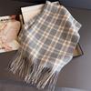 Корейские стили Роскошный полосатый Зимний женский шарф Имитация кашемира Одеяло Толстый Теплый Пашмина Шаль Накидки Кисточка Эшарп
