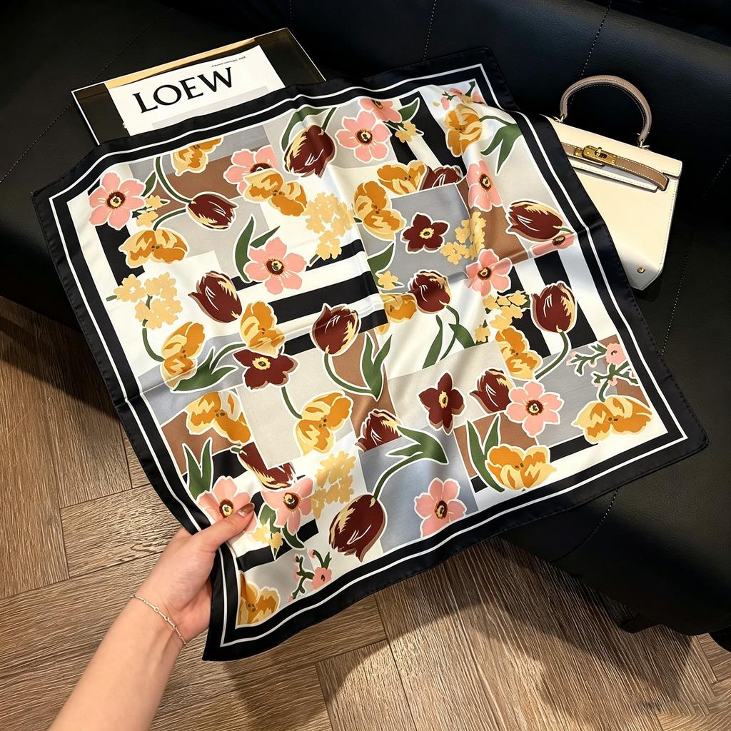 ins trendy small square scarf women's small scarf neck protection scarf decoration spring and autumn versatile thin silk scarf summer 71x71