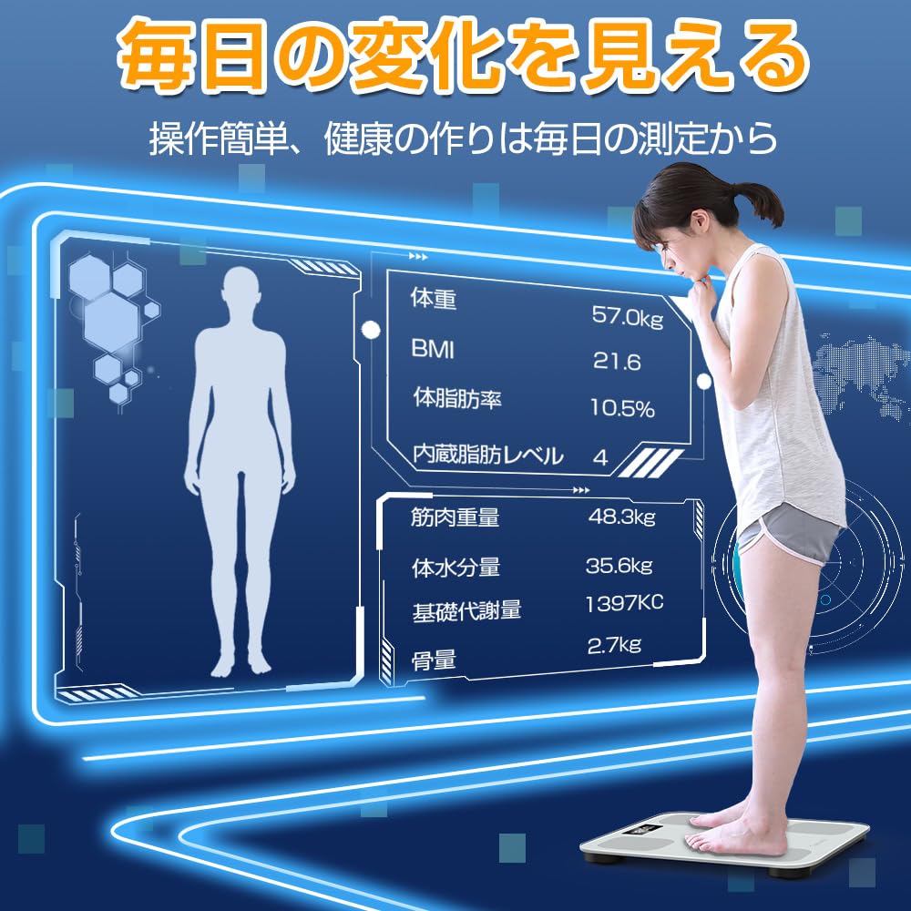 Kungix Bluetooth Body Scale with Body Fat & Composition Measurement, Black