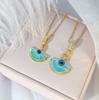 Blue Devil'S Eye Necklace Female Personality Ol Temperament Turkish Geometric Pendant Clavicle Chain Jewelry