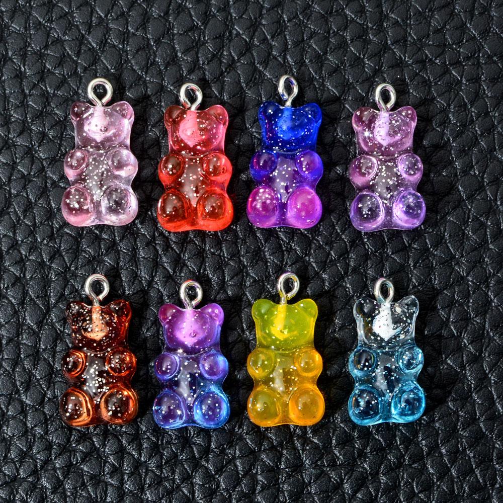 Resin For Earrings Necklace Making Charms DIY Decoration Jewelry Findings Gummy Bear Pendant