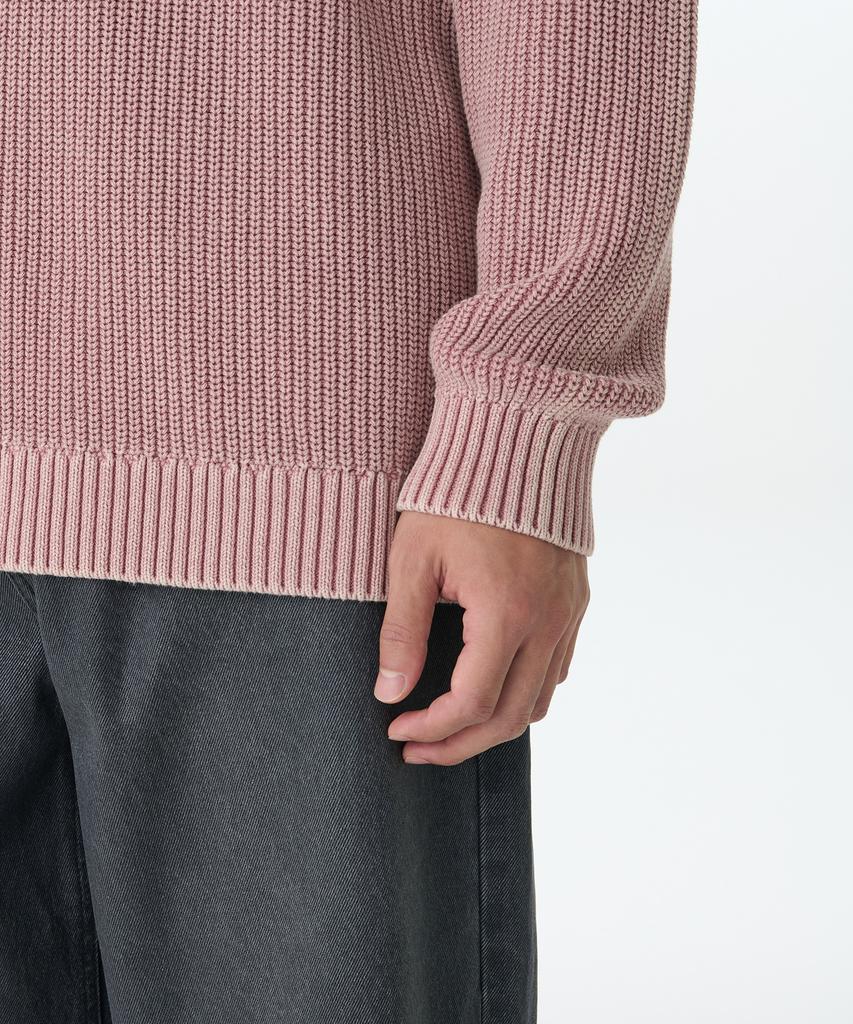 MUSINSA STANDARD Pigment Ribbed Crew Neck Knit [Smoke Pink]