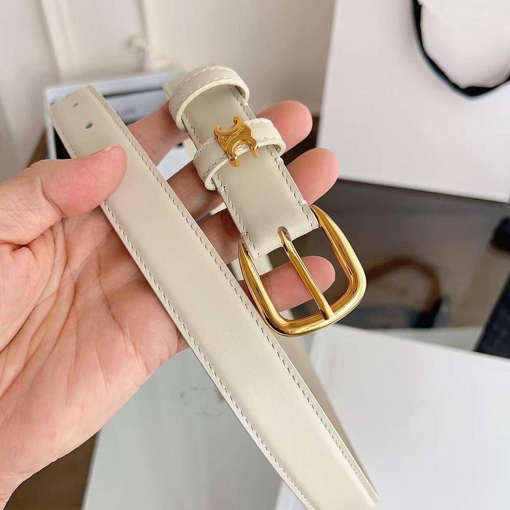 Новый женский ремень 2,5 см с пряжкой Triomphe из телячьей кожи - Универсальный модный аксессуар с подарочной упаковкой