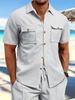 Short Sleeve Fashion Cargo Shirt Mens Clothing Classic Basic Tops Wear Plus Size Men Casual Street Blouses