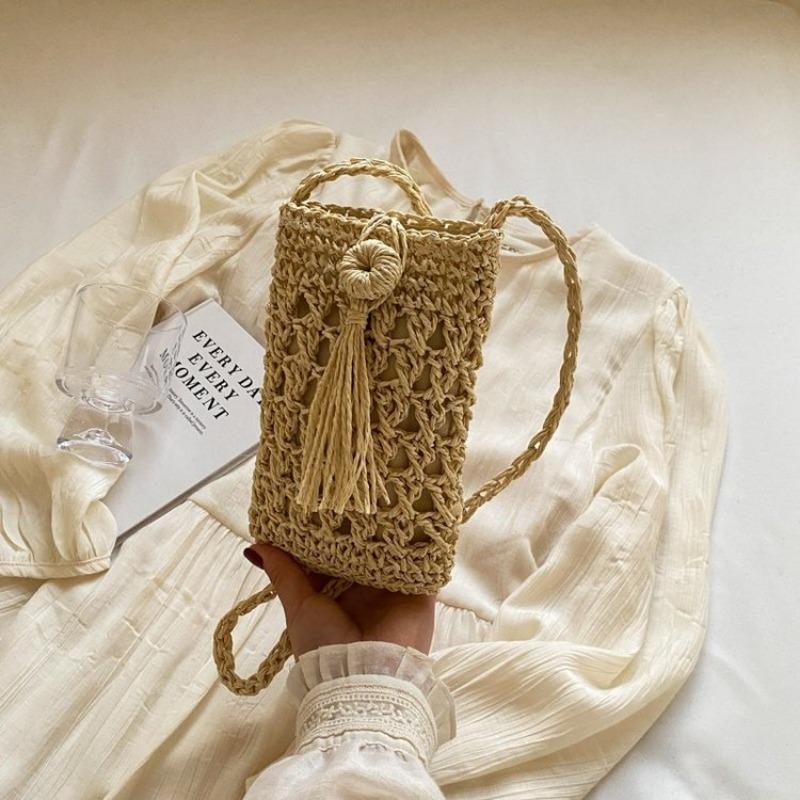 Соломенная сумка в богемном стиле, летняя сумка с выемками, сумка для телефона в стиле вестерн, универсальная сумка через плечо