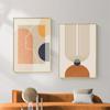 Геометрическая абстрактная линия женский постер Моранди оранжевый красочный холст картина настенная художественная печать картина для украшения гостиной