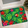 1pc Flannel Doormat with Tropical Plant and Parrot Print, Absorbent and Non-Slip Bathroom Mat, Decorative Entryway Rug for Bedroom and Foyer