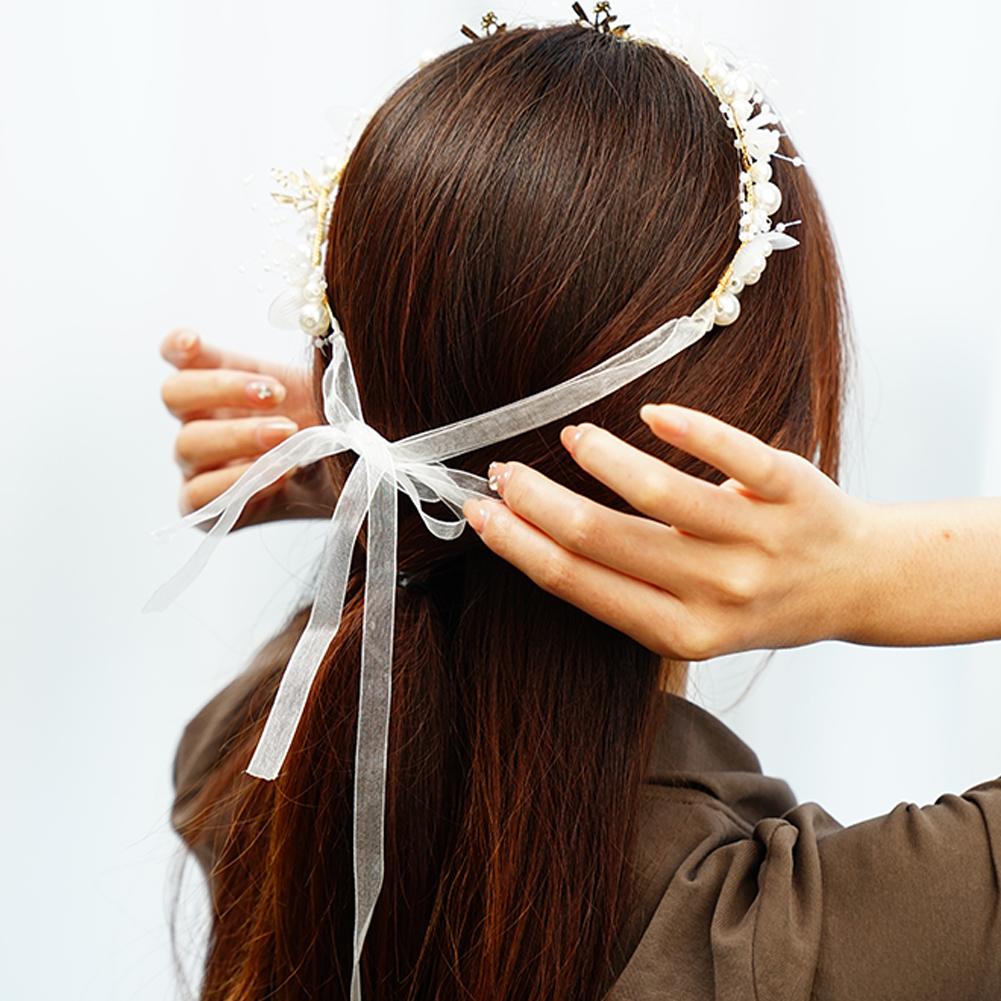 Повязка на голову Цветочная гирлянда Аксессуары для волос Для свадьбы Цветочная повязка на голову Корона Цветочная жемчужная повязка на голову Для невесты Украшения для волос Новинка