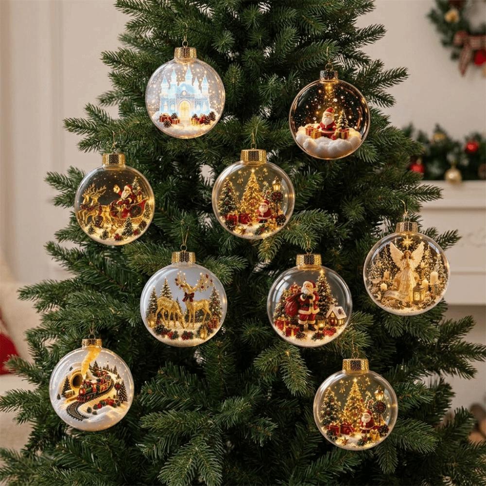 Acrylic LED Christmas Tree Globe Decor LED Lighted Xmas Snow Globe Ornament Christmas Gift