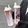 Bowknot Water Bottle 500ml Plastic Cups Portable Cup With Lid Straw  Bubble Tea Coffee