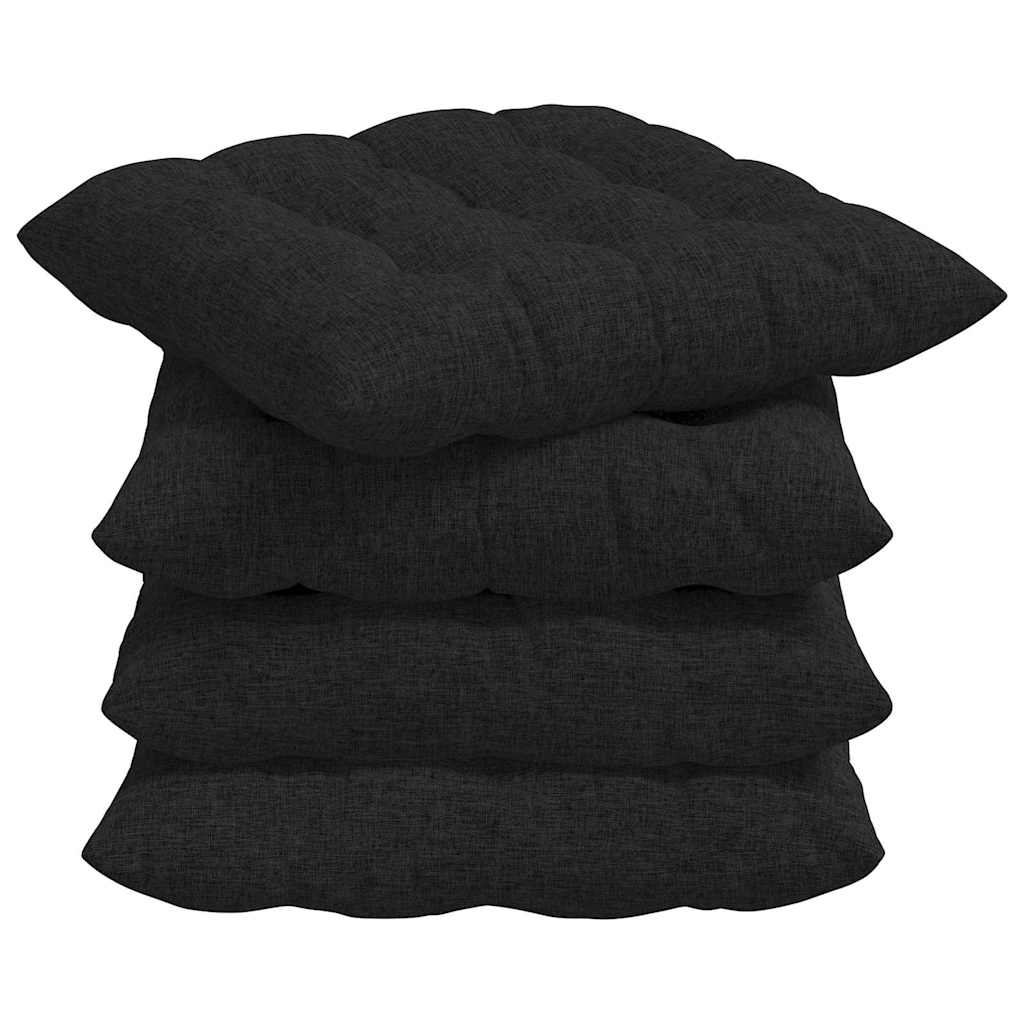 Seat Cushions 4 pcs Black 40 x 40 x 6 cm Fabric