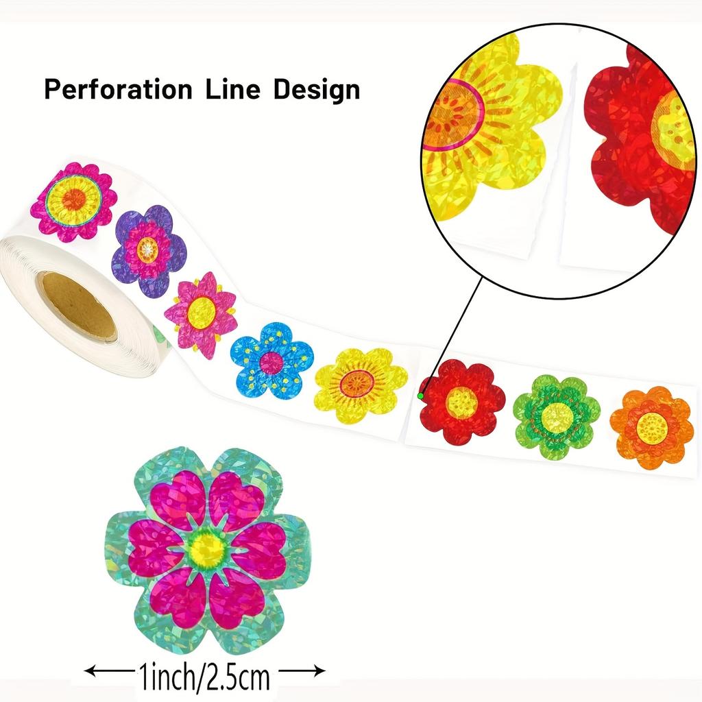 500 шт. Блестящая наклейка с цветочным узором, Рождественские подарки, Декоративная этикетка для поощрения, Канцелярские наклейки