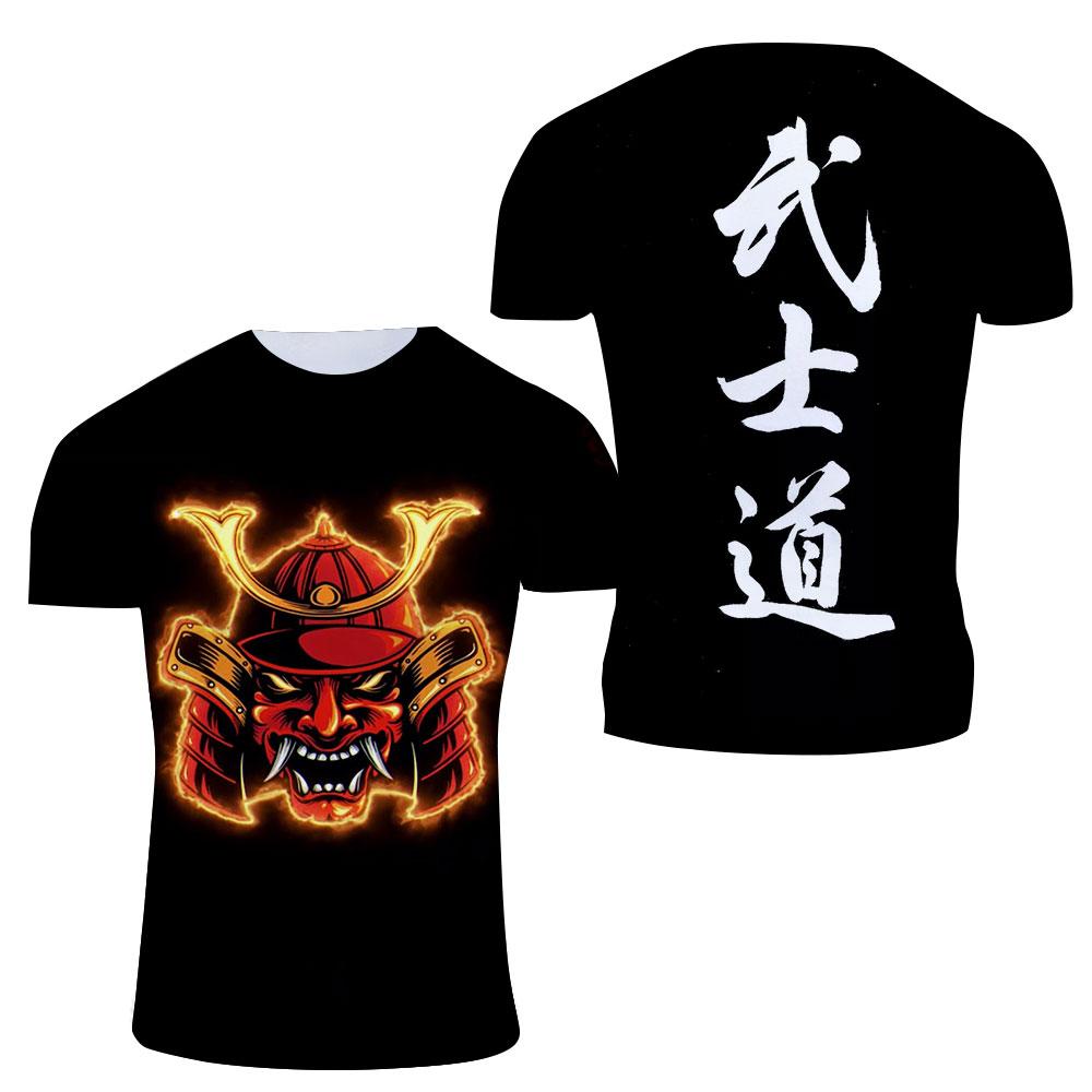Эксклюзивный дизайн, крутая футболка Bushido, летняя модная мужская повседневная уличная одежда с рисунком японского самурая, футболки