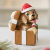 Christmas Puppy Resin Ornament Cute Puppy In Scarf Figurine Christmas Showcase Desk Home Office Decorations