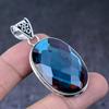 Подарочный кулон ручной работы из стерлингового серебра 925 пробы с натуральным синим мистическим топазом 2,17 дюйма U8W80