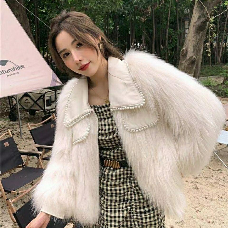 Женская укороченная куртка из искусственного меха с отворотами, кардиган с накладными плечами, зимнее пушистое пальто из искусственного меха, короткое плюшевое пальто, верхняя одежда, осеннее пальто