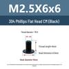 Yigu Black 304 Stainless Steel Flat Head Phillips Machine Screws M2-M6