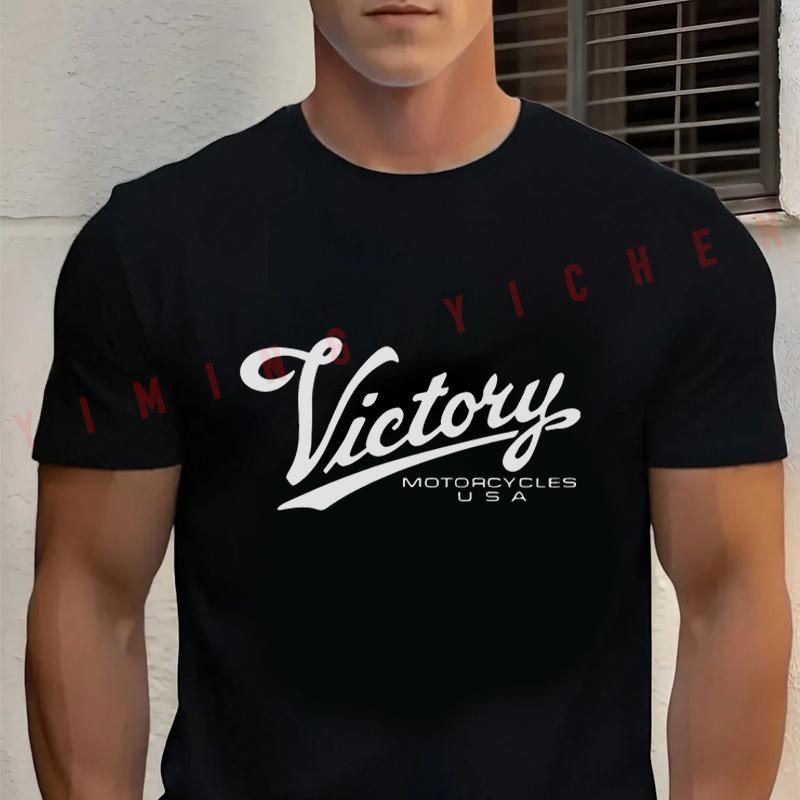 Футболка Victory Motorcycles Usa Мото Хлопок Уличная одежда Летняя Спортивная Мода С коротким рукавом Топы Футболка