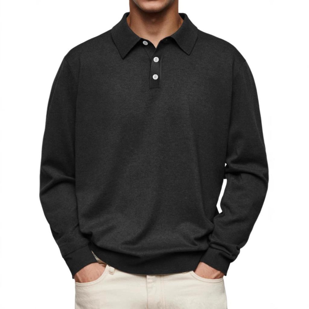 Bestseller for New styles Men's Casual Long Sleeve V-neck Polo Shirt Down Button Top Autumn Leisure