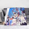 Rem Emilia ReZERO Flannel Throw Blankets Starting Life in Anothers Worlds Anime Blanket for Sofa Couch Warm Bedroom Quilt