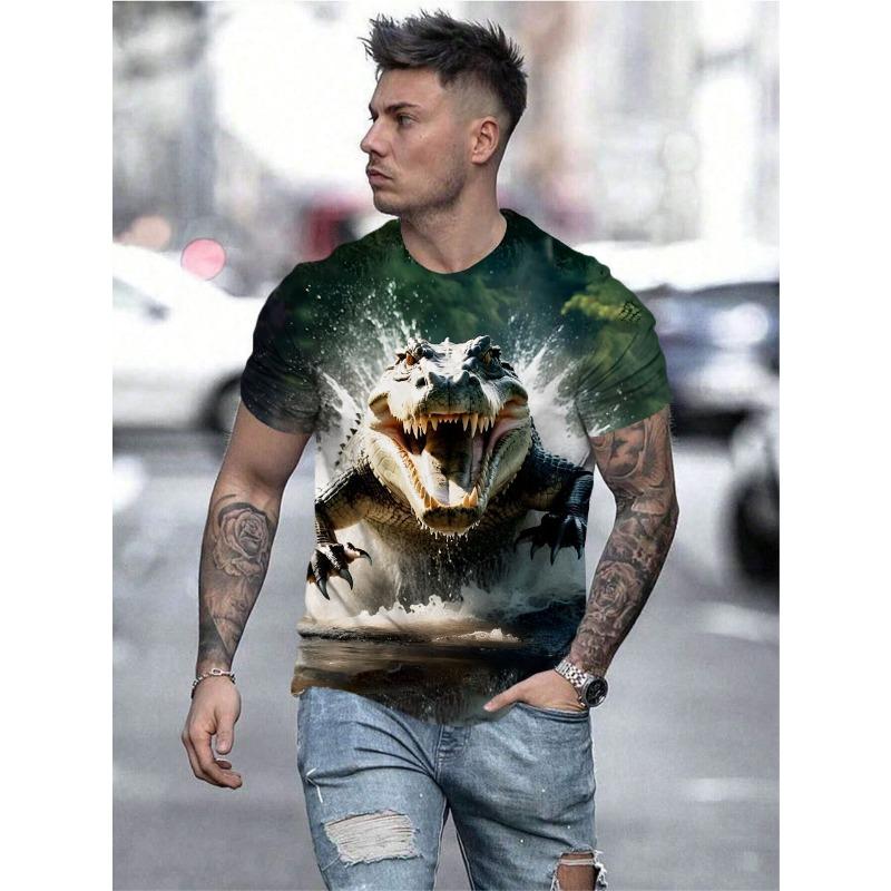 Summer Multi-color Animal 3D Printed Loose Casual Men's Round Neck Short Sleeved T-Shirts Men’s