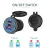Dual PD & QC 3.0 3-Ports Quick Charge 112W Aperture Car Fast Charger Outlet Socket For 12V 24V Motorcycle Boat Marine Truck ATV