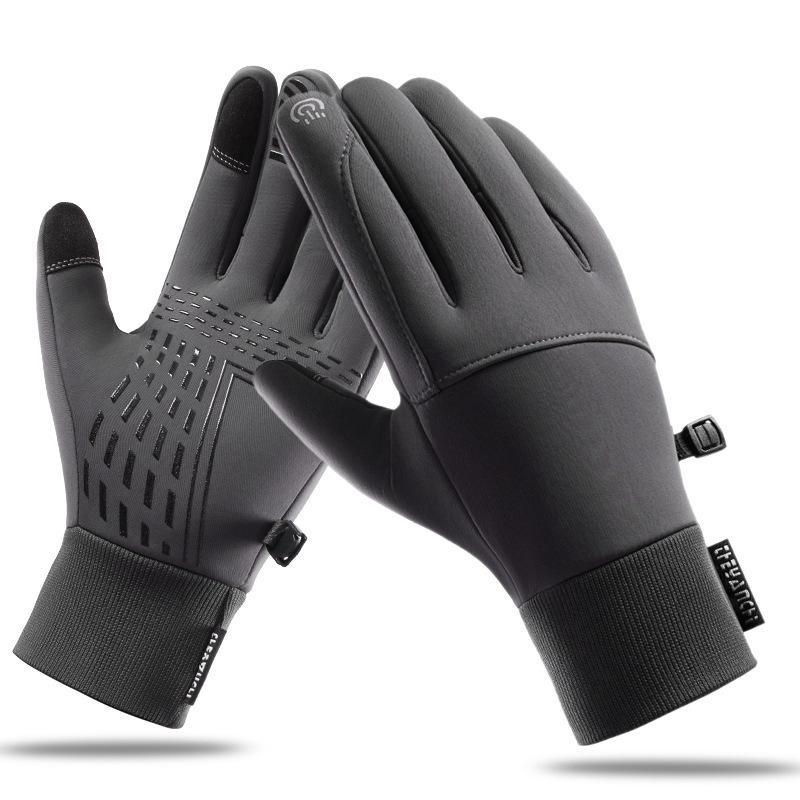 Men's Winter Windproof Waterproof Fingerless Touchscreen Cycling Gloves - Warm Fleece for Outdoor Sports