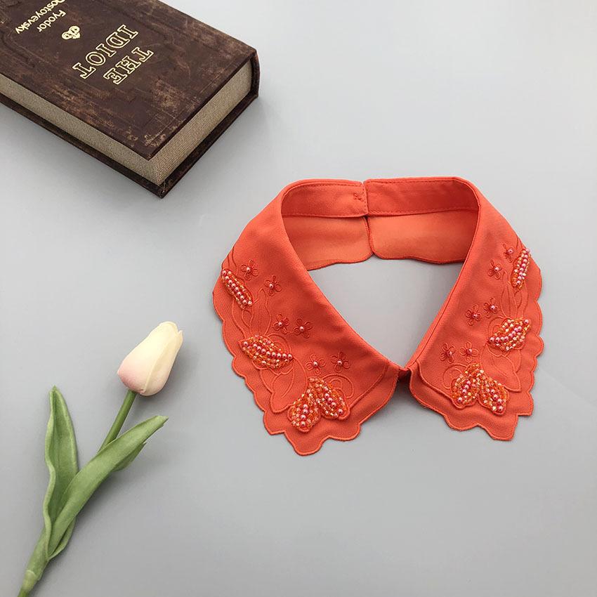 White Fake Collar for Women Shirt Blouse Necklace Candy Color False Collar Handmade Beads Detachable Sweater Collars Decor