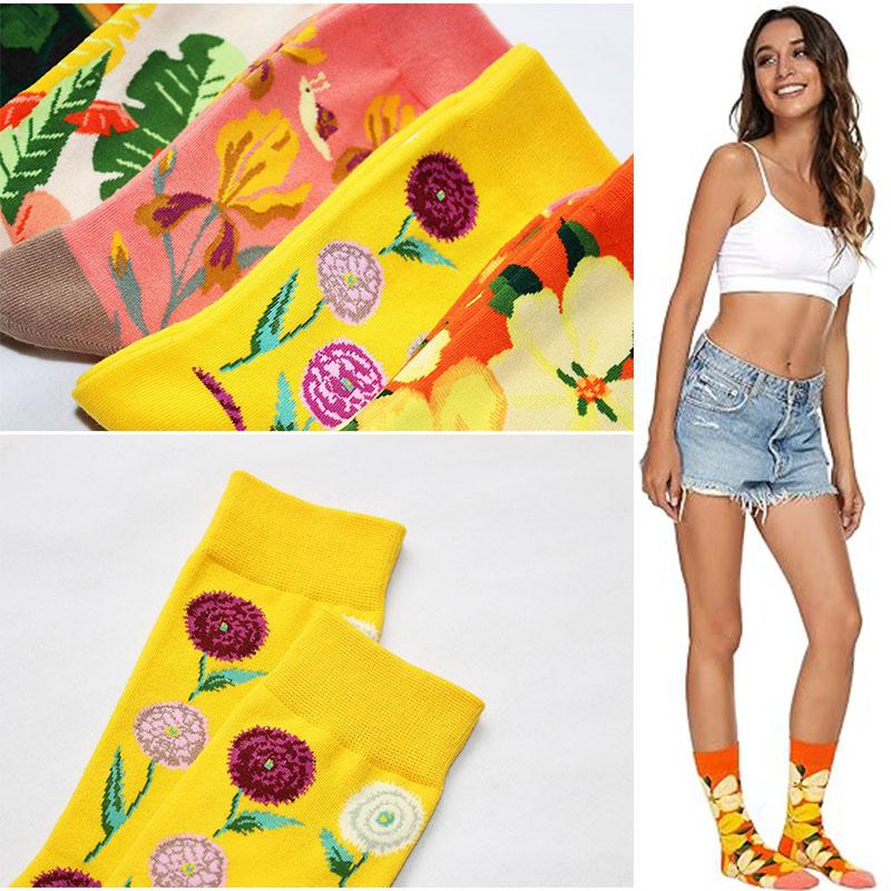 Новая женская коллекция носков с цветами и растениями Кавайные повседневные женские хлопковые носки Литературные мужские носки