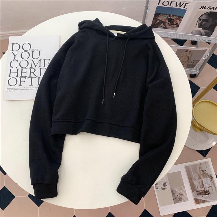 Women's Spring & Autumn Loose Hooded Sweatshirt, Korean Chic & Hong Kong Style, Trendy Short Jacket Top