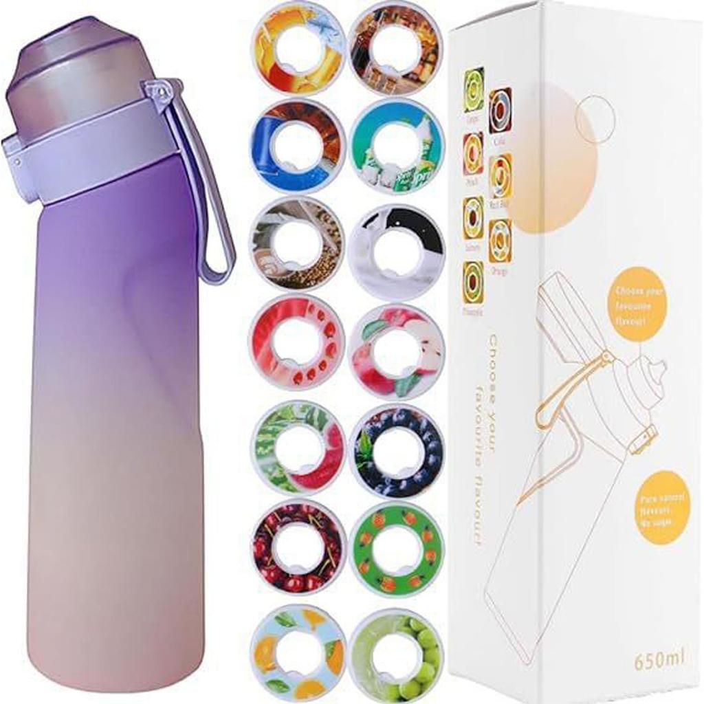 Спортивная бутылка для воды 650 мл с капсулами в 14, материал не боится высоких температур, а натуральные фрукты делают питьевую воду безопасной