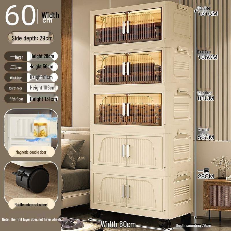 Folding Multi-layer Storage Cabinet for Clothes, Books, and Toys - No Installation Required