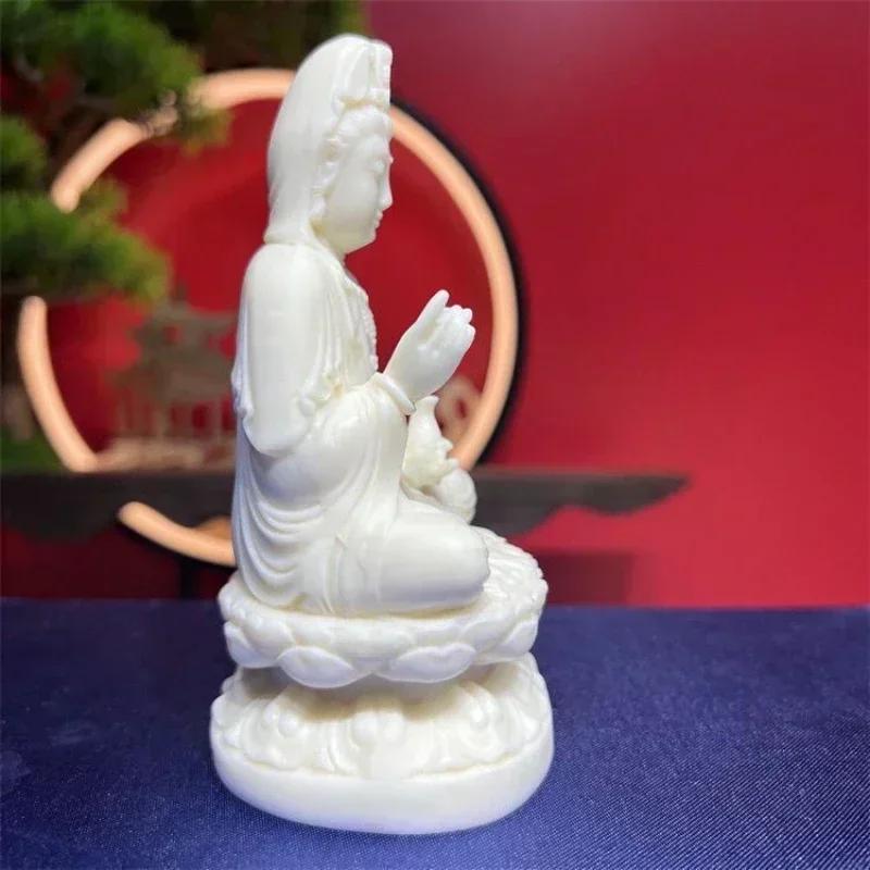 Слоновая кость статуэтка Будды Авалокитешвары Автомобильные аксессуары Храмовое жертвоприношение Украшение гостиной Привлечение богатства Фэншуй
