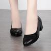 Shallow Mouth Round Toe Soft Leather Soft Sole Mother's Shoes Single Shoes Thick Heel Medium Heel Fashionable Women's Leather Shoes