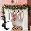 4pcs Mantel Hanger for Garland Stocking Mantel Holders with 2 Hooks Aluminum Metal Fireplaces Hook for Xmas Decoration