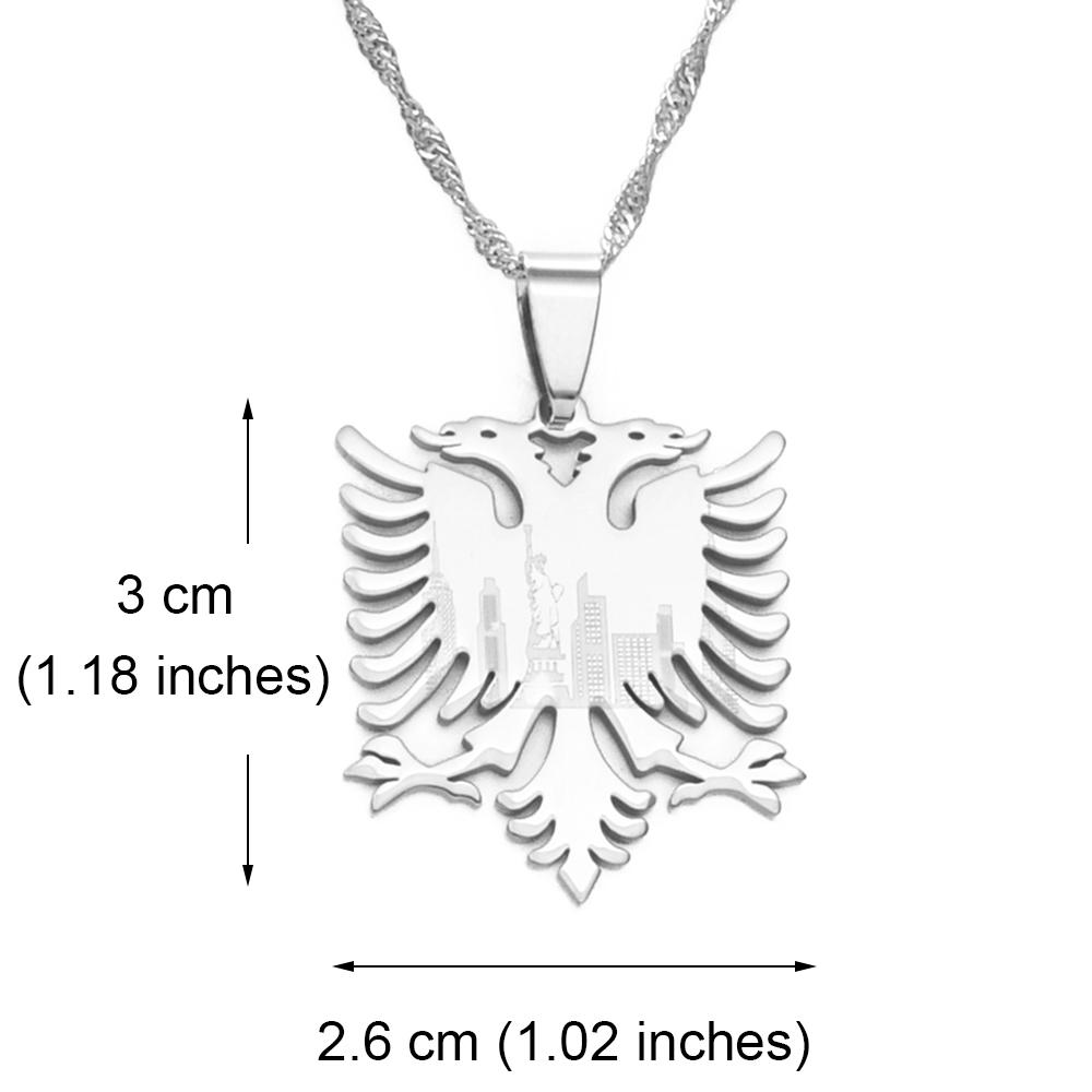 Anniyo Albania Eagle Pendant Necklaces Gold Color/Silver Color Jewelry for Women Girls #145921