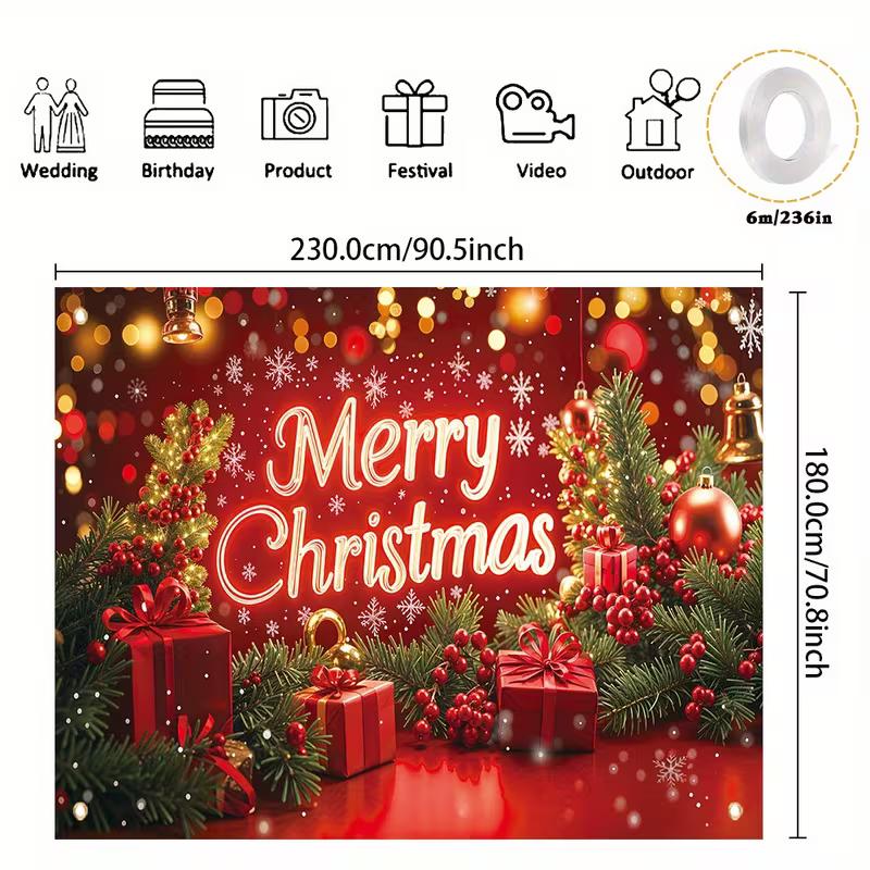 2D Red Christmas Background for Home, Outdoor and Festival Decoration