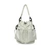 Korean Style Drawstring Fitness Bag Solid Color Bucket Bag Swimming Nylon Crossbody Bag  Women