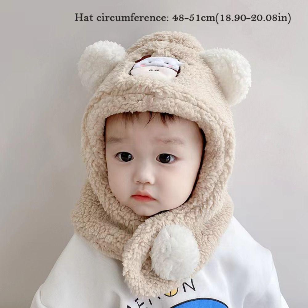 Цельная детская шапка-капюшон, шарф, ветрозащитная детская шапка-бини, милая зимняя детская шапка-шарф