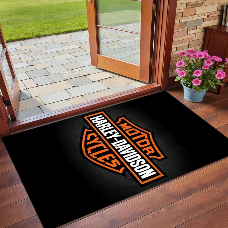 Harley-Davidson Print Crystal Velvet Plush Rug Anti?Slip Wear?Resistant Floor Carpet For Indoor Household Home Decoration