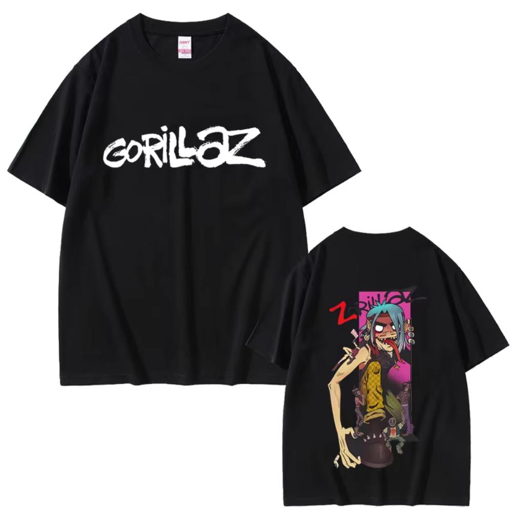 Gorillaz Band Tshirt Unisex Womens Hip Hop Rock Fashion Oversized Streetwear Summer High Quality Soft Cotton Short Sleeve Tshirt