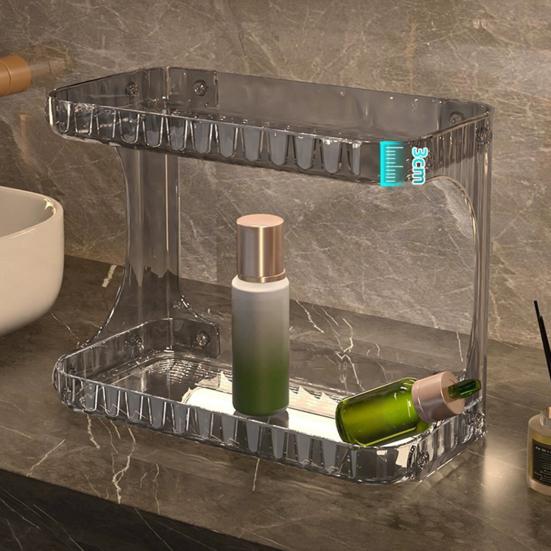 Double Layer Makeup Storage Rack Bathroom Countertop Organizer Large Capacity Perfume Tray Cosmetics Storage Shelf