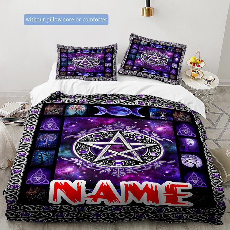 Celtic Pentagonal Moon Duvet Cover Soft Bedding Set For Bedroomdorm Personalized Name Threepiece Set 1 Duvet Cover And 2 Pillowcases Perfect Gift For
