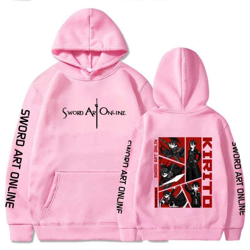 Sword Art Online Японская Анимация Мужская Толстовка Винтажный Унисекс Пуловер Винтажный Графический Худи Топы Одежда Оверсайз