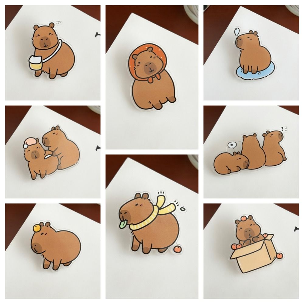 Милая брошь капибара, значок капибары в виде животного, мультяшная акриловая булавка капибара для девочек