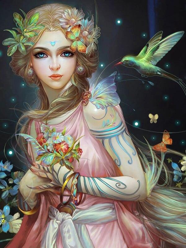 5D Diy Алмазная картина Эльф Фея Фэнтези Фея Полный круглый набор крестиков Алмазная вышивка Портрет Мозаика Плакат