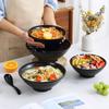 JIATA Fashion Black Large Striped Ramen Bowl Large Caliber And Large Capacity High Temperature Resistance Anti Fall and Durable