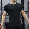 Men's Elastic Muscle T-Shirt Round Neck Short Sleeve Fitness Top Slim Fit Casual Running Tee for Sports Gym Outdoors