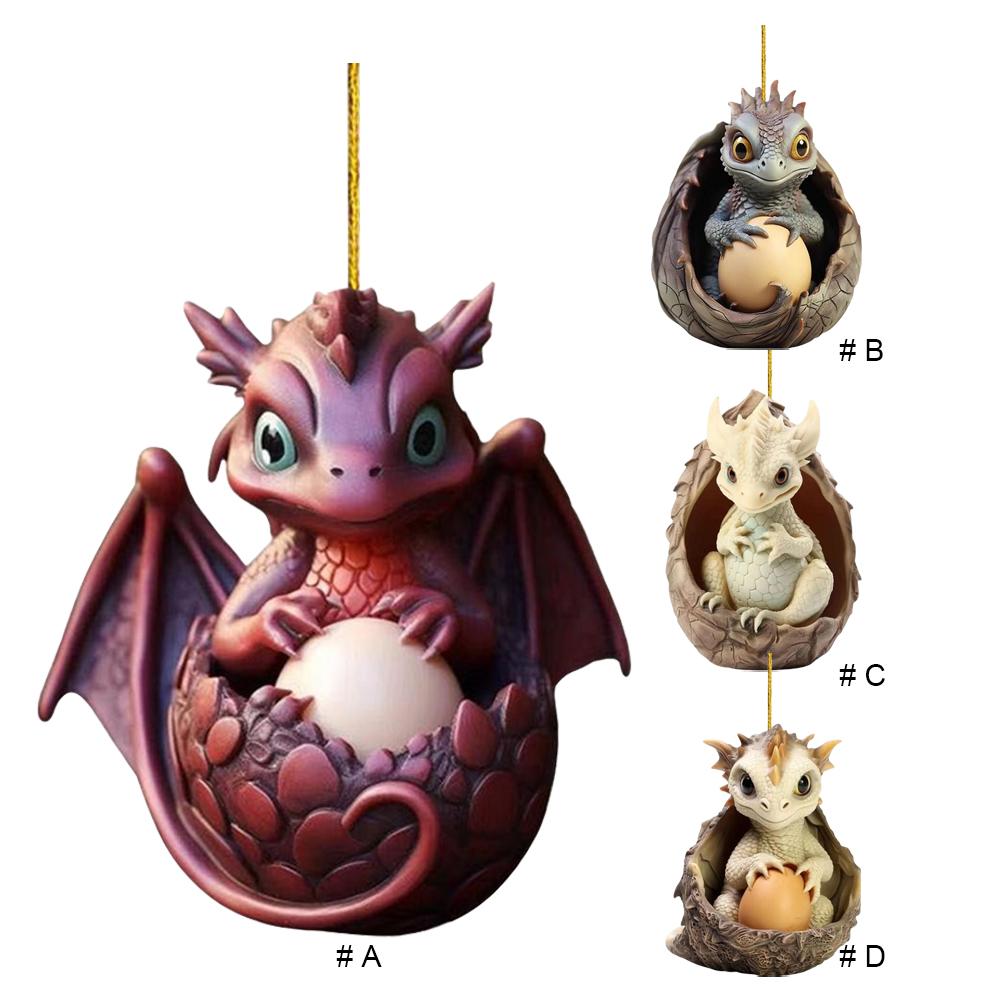 Christmas Dragon Pendant Novelty Dragon Egg Tree Pendant Acrylic Dragon Egg Decoration for Home and Car Decoration